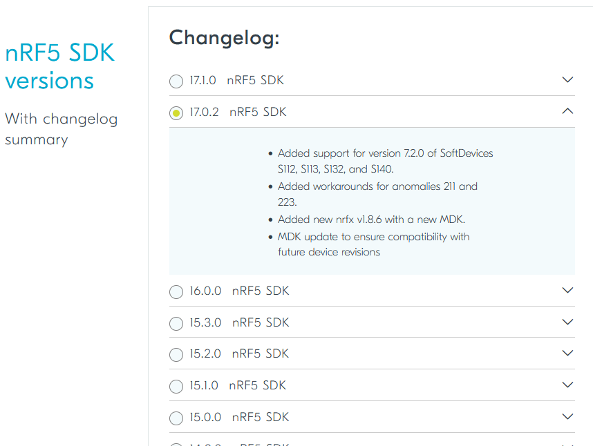 Select 17.0.2 nRF5 SDK