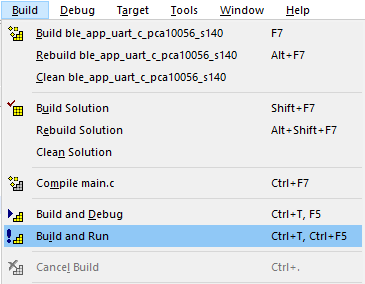 Menu item for building and running the firmware