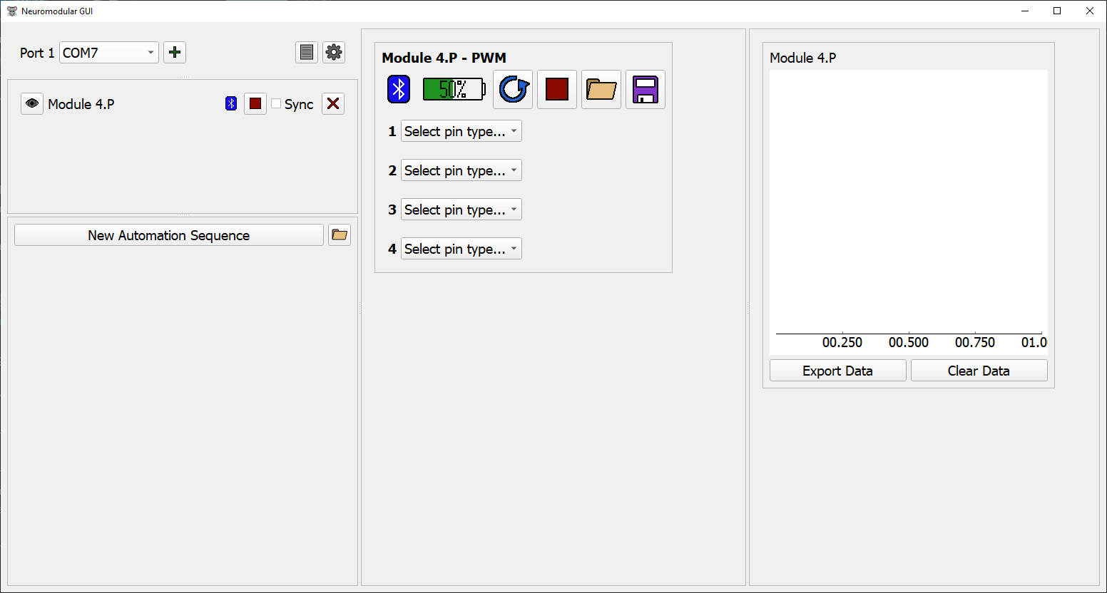 GUI with module connected