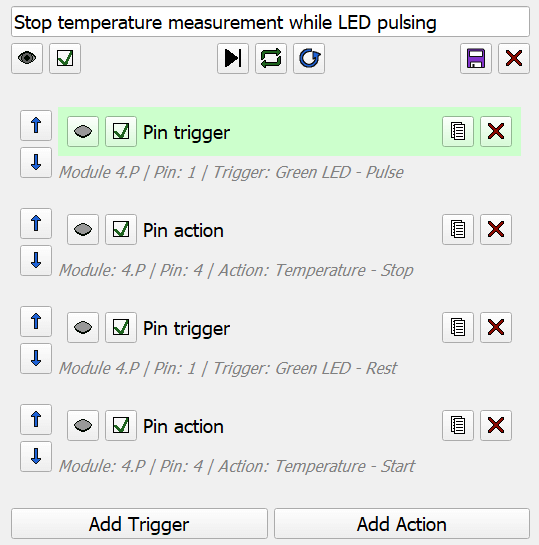 Stop temperature measurement while LED pulsing preview